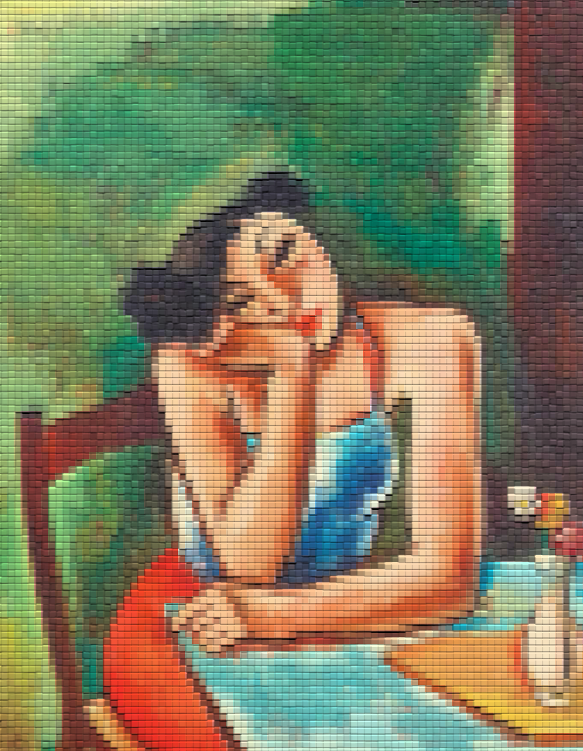 Femme Accoudée (ca 1929), Joseph Kutter (1894-1941) rendered as a pixel mosaic © Christopher Morse